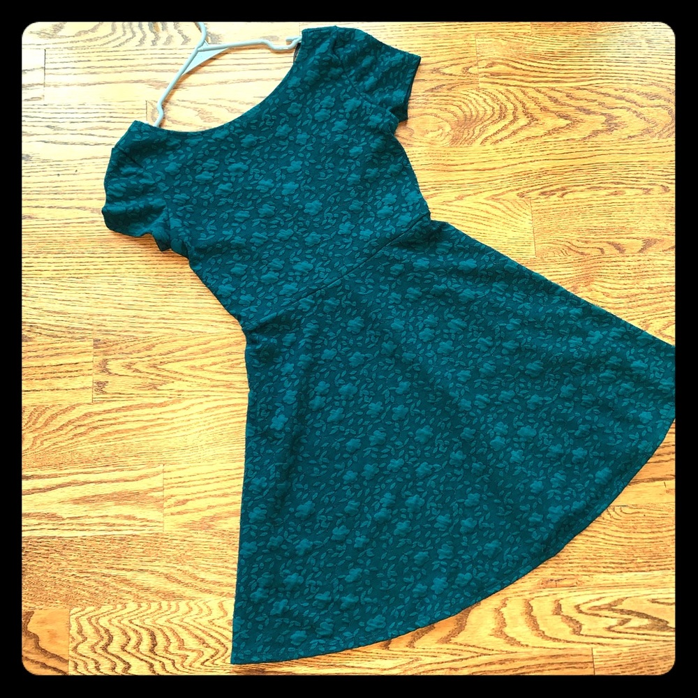 Emerald Green & Black High-Waisted Mini Dress